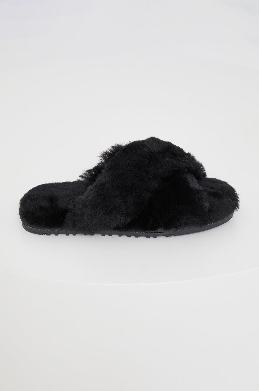 Answear Lab Papuci de lână culoarea negru 2022 ❤️ Pret Super answear imagine noua 2022