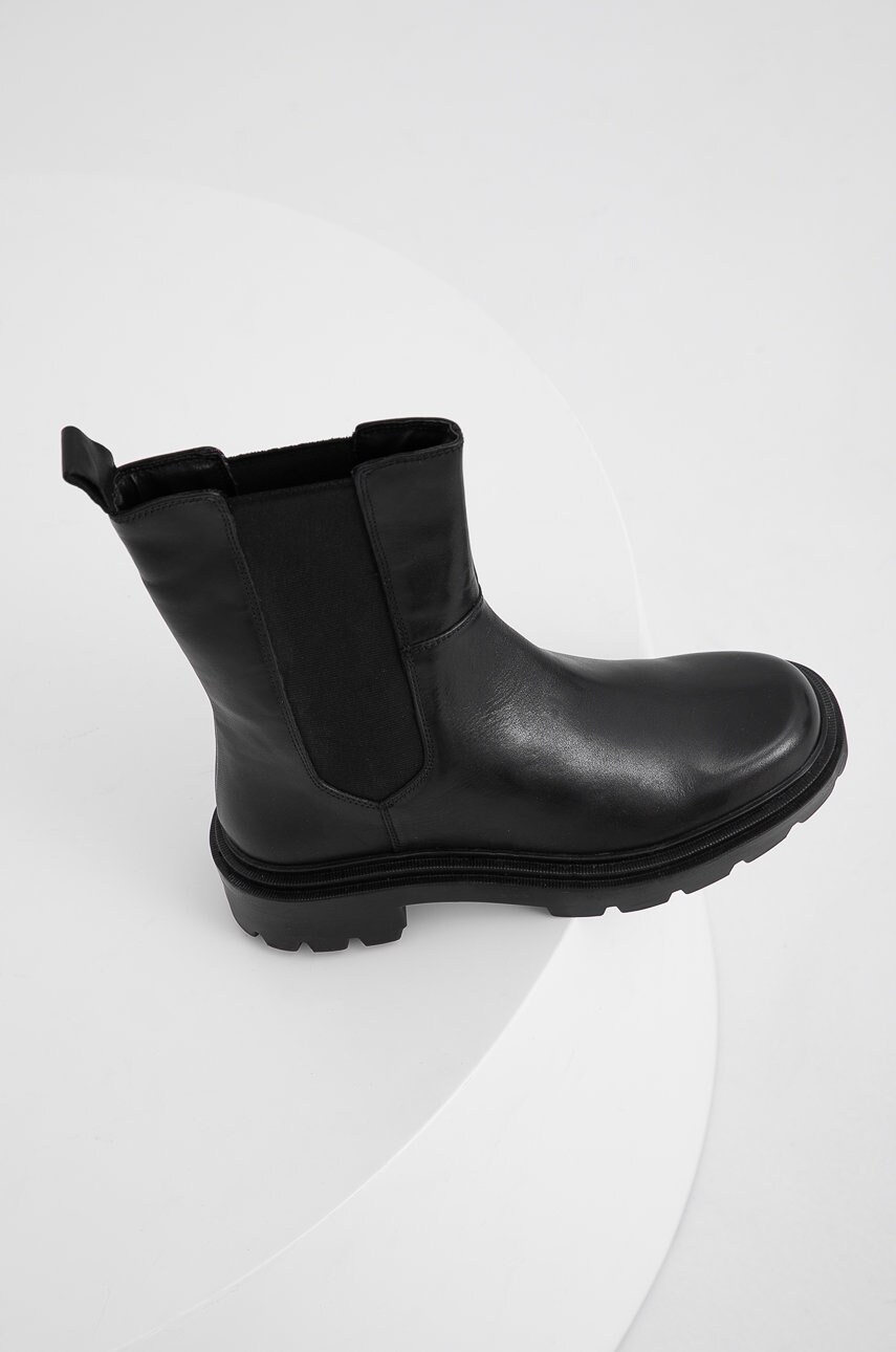 Answear lab ghete chelsea de piele femei, culoarea negru, cu platformă