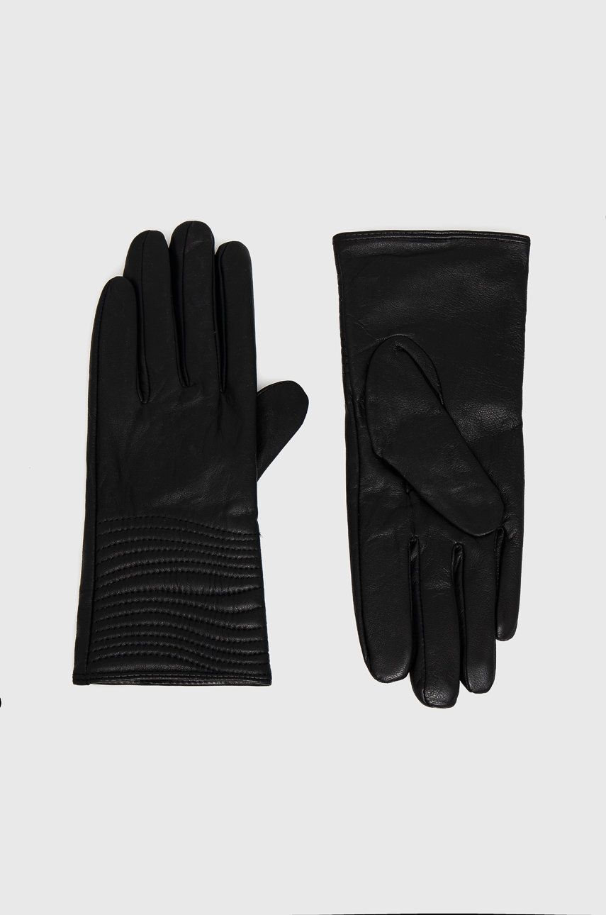 Answear Lab Answear Lab Rękawiczki skórzane damskie kolor czarny