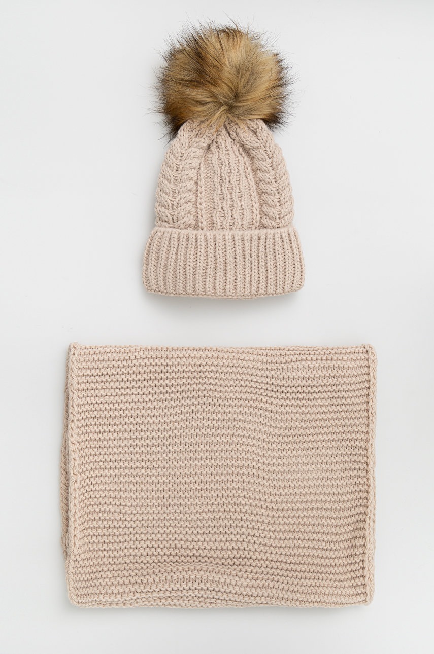 

Шапка и кръгъл шал Answear Lab в бежово, Бежов