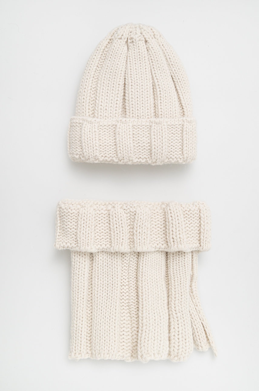 

Шапка и кръгъл шал Answear Lab в бежово, Бежов