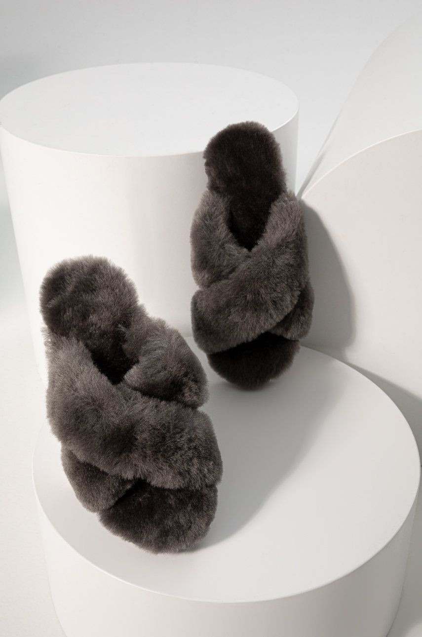 Answear Lab papuci de lana culoarea gri