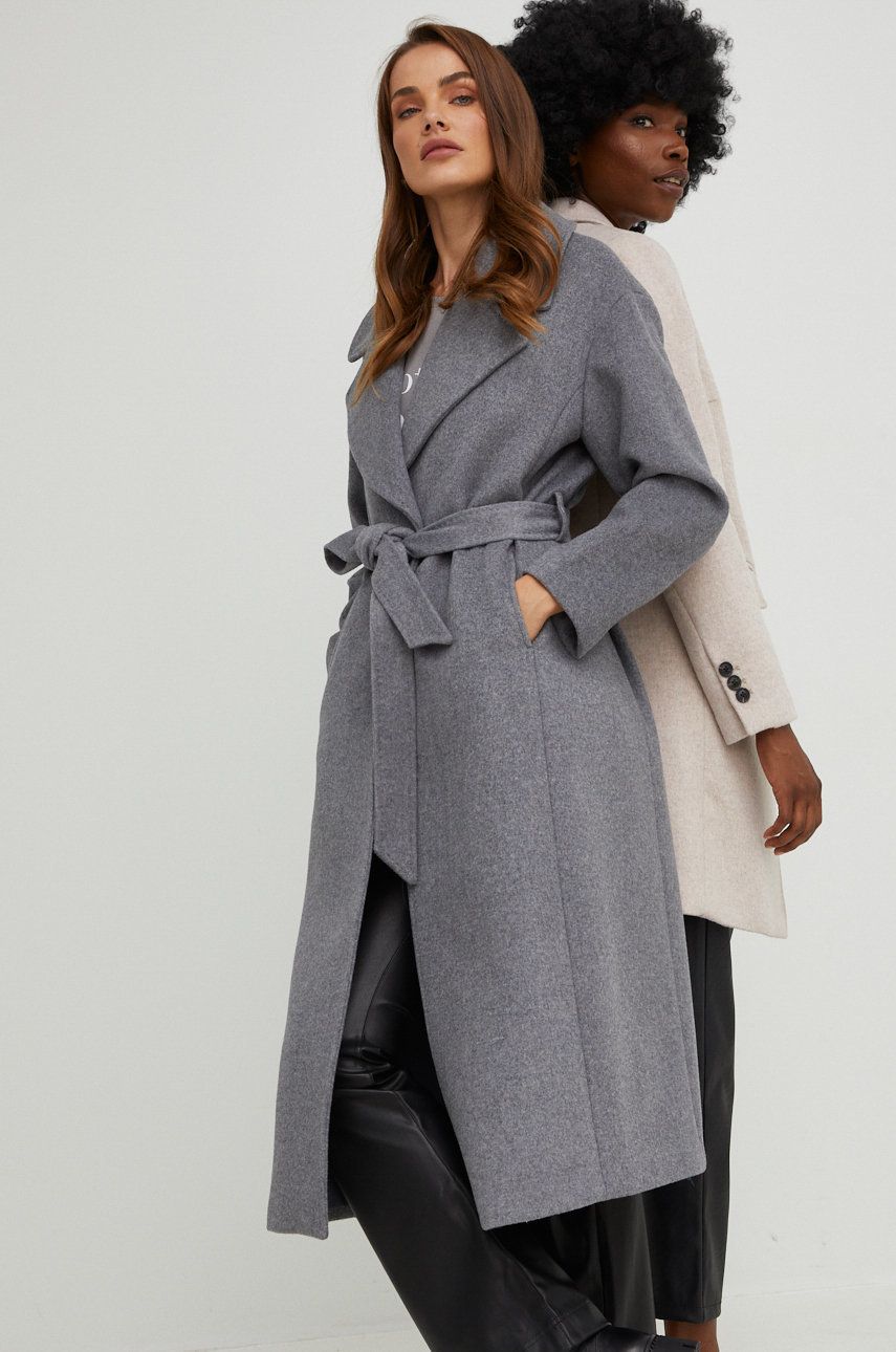Answear Lab palton de lana culoarea gri, de tranzitie answear imagine noua