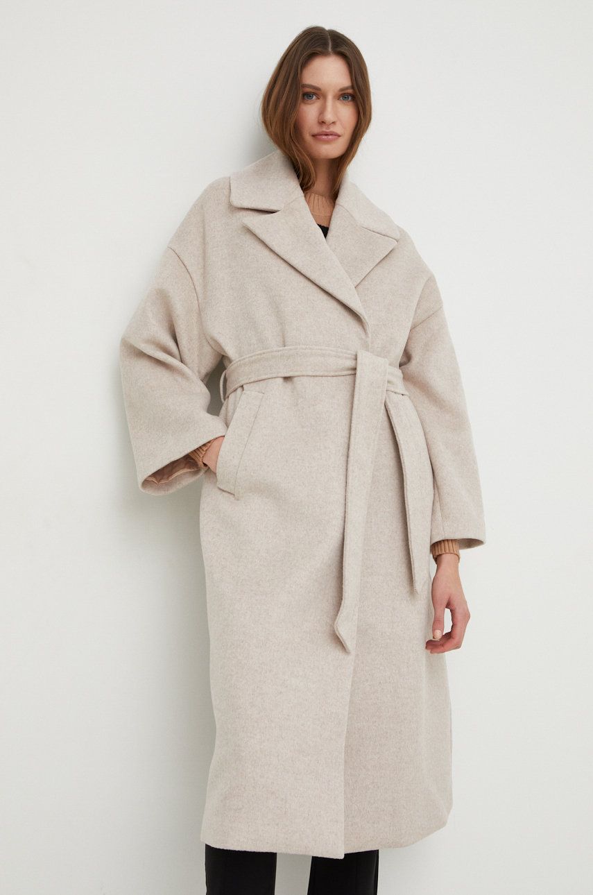 Answear Lab palton de lana culoarea bej, de tranzitie answear imagine noua