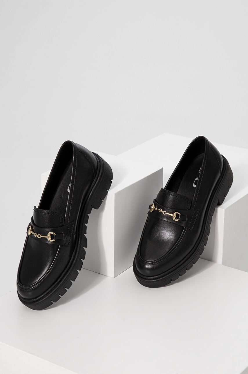 

Кожени мокасини Answear Lab в черно с платформа, Черен