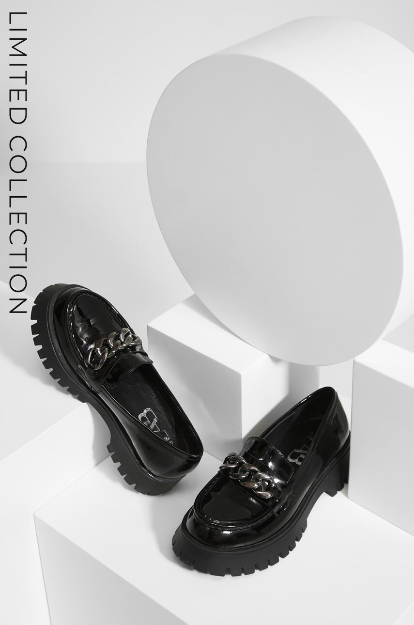 

Кожени мокасини Answear Lab в черно с платформа, Черен