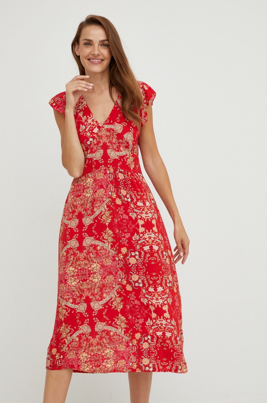Answear Lab rochie culoarea rosu, midi, evazati