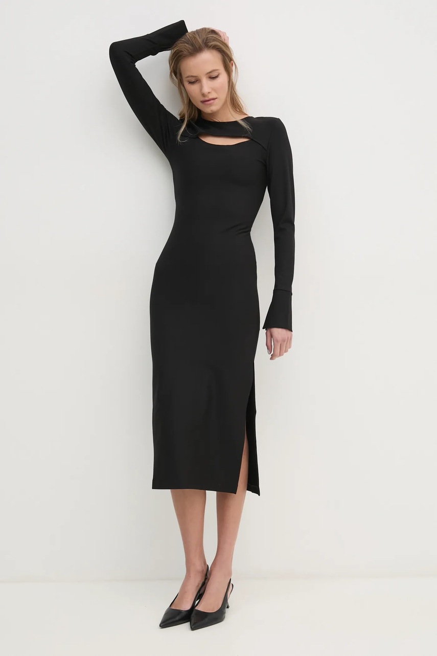 Answear Lab rochie culoarea negru, midi, mulată