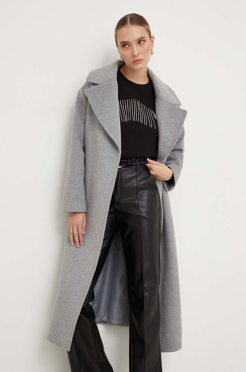 Vlněný kabát Answear Lab šedá barva, přechodný - šedá - Hlavní materiál: 50 % Polyester
