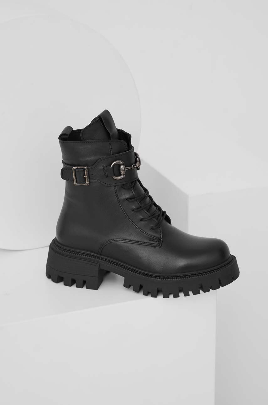 Kožené kotníkové boty Answear Lab X limited collection NO SHAME dámské, černá barva, na platformě - 