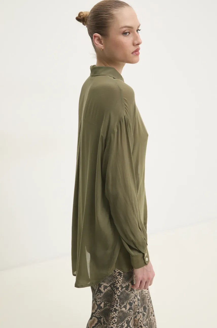 Рубашка Answear.LAB женская цвет зелёный relaxed классический воротник Рубашка Answear.LAB женская цвет зелёный relaxed классический воротник