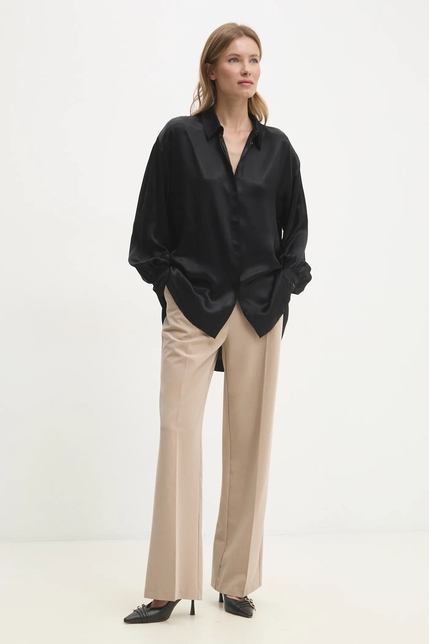 Рубашка Answear.LAB женская цвет чёрный relaxed классический воротник Рубашка Answear.LAB женская цвет чёрный relaxed классический воротник