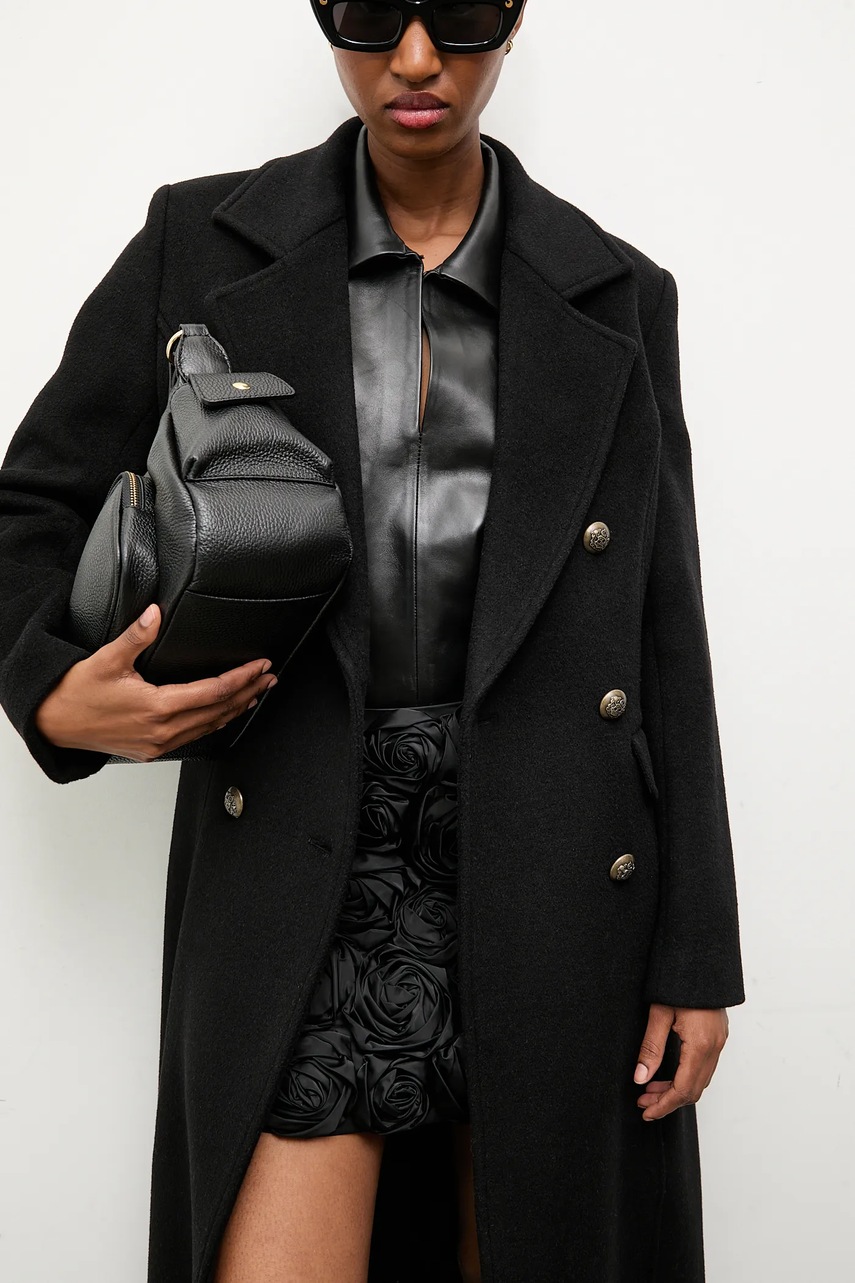 Шерстяное пальто Answear.LAB цвет чёрный переходной двубортный