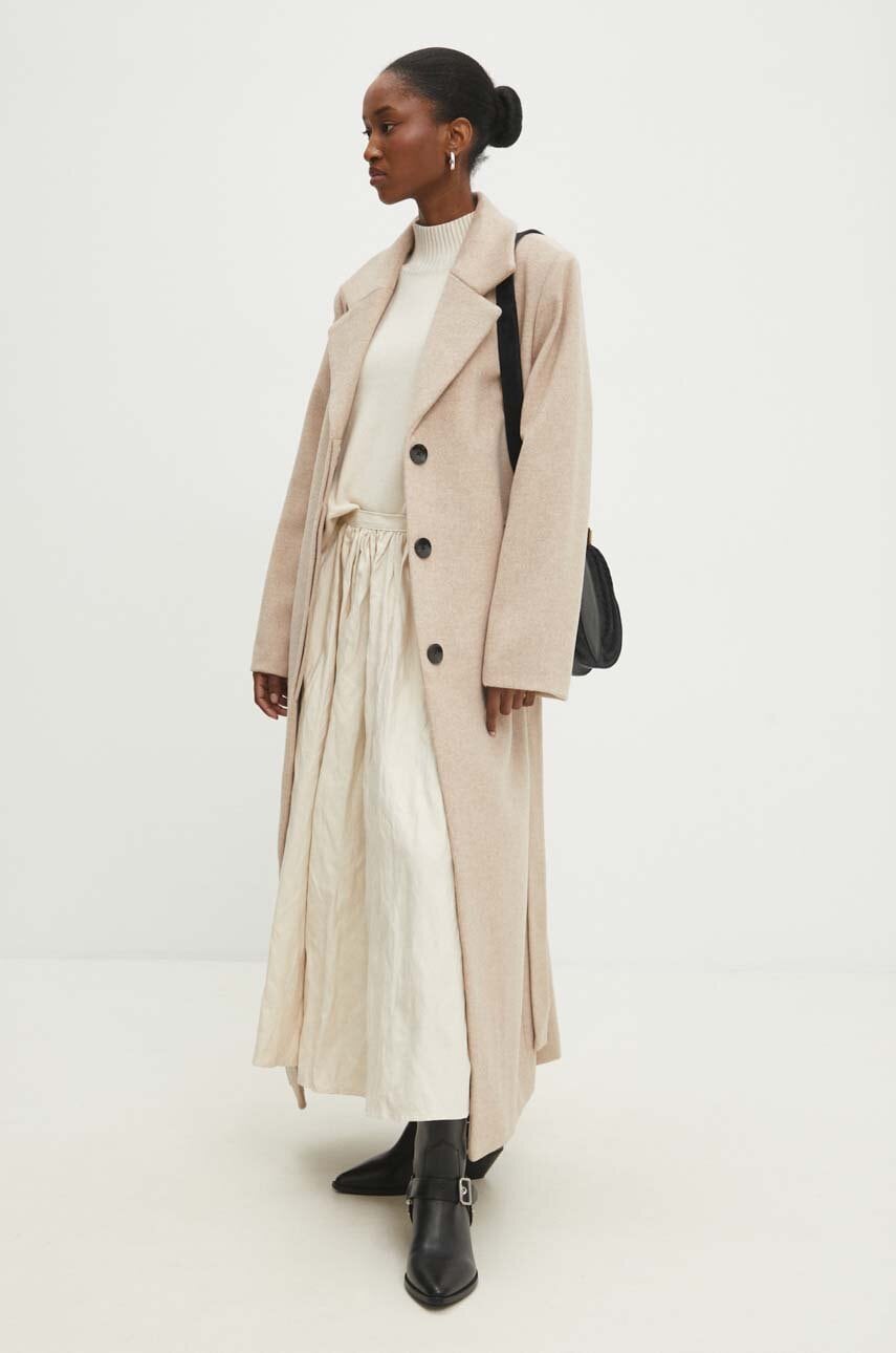 Answear Lab palton femei, culoarea bej, de tranzitie