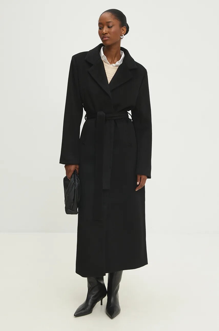 Answear Lab palton femei, culoarea negru, de tranzitie