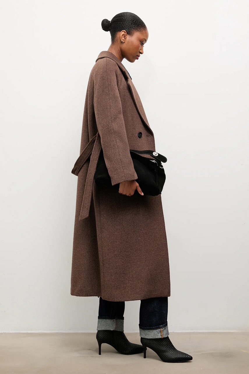 Шерстяное пальто Answear.LAB цвет коричневый переходной двубортный