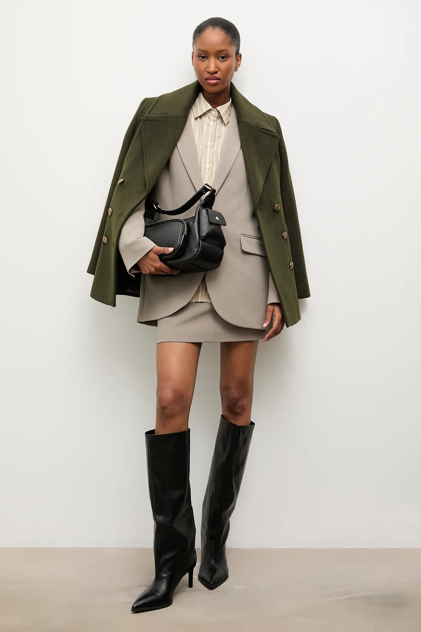 Шерстяное пальто Answear.LAB цвет зелёный переходной двубортный