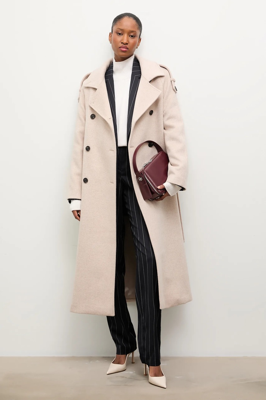 Шерстяное пальто Answear.LAB цвет бежевый переходной oversize