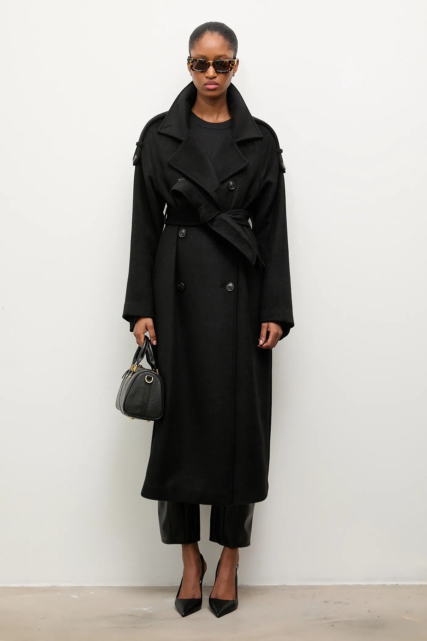 Шерстяное пальто Answear.LAB цвет чёрный переходной oversize Шерстяное пальто Answear.LAB цвет чёрный переходной oversize