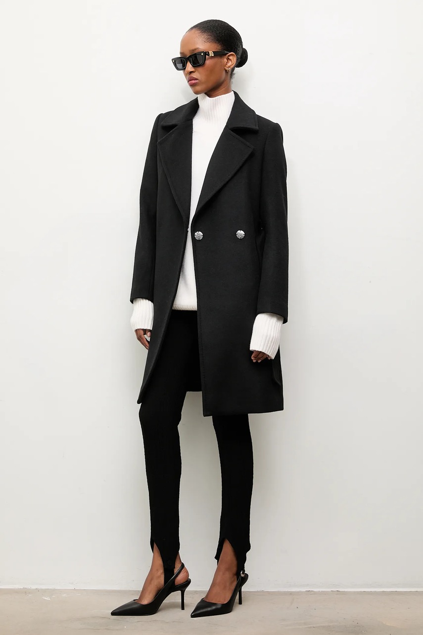 Шерстяное пальто Answear.LAB цвет чёрный переходной двубортный