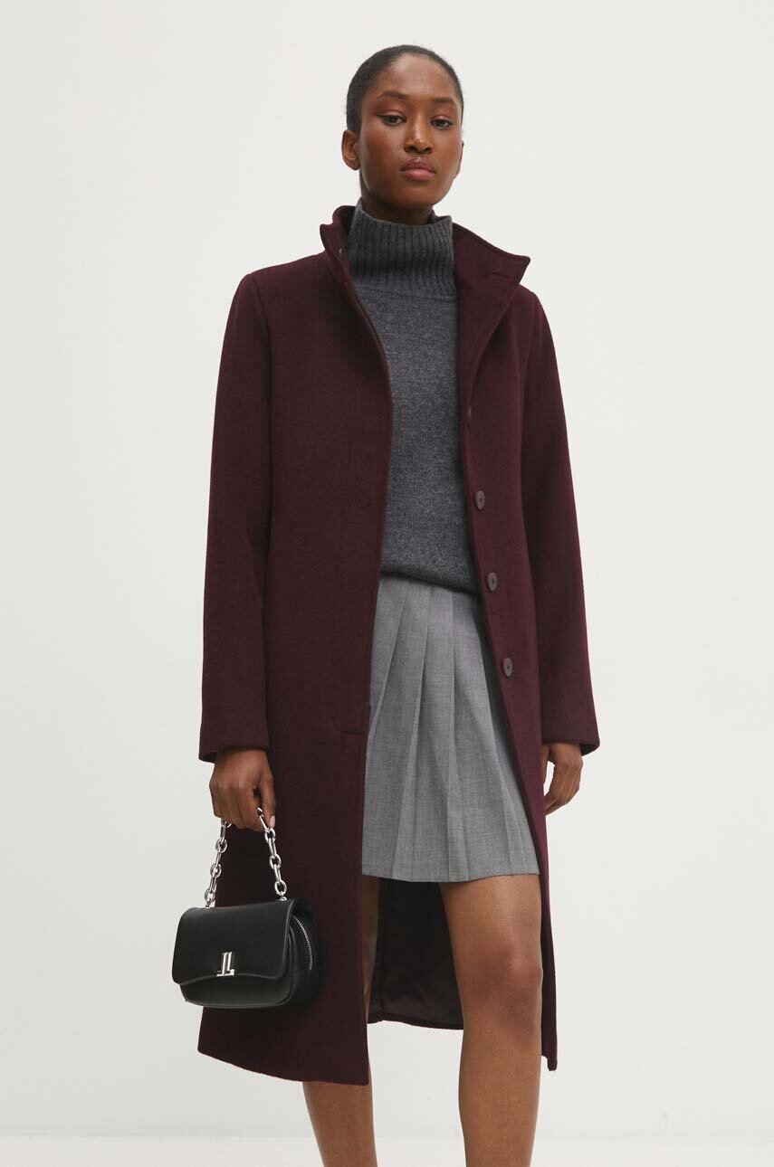 

Вълнено палто Answear Lab в бордо преходен модел