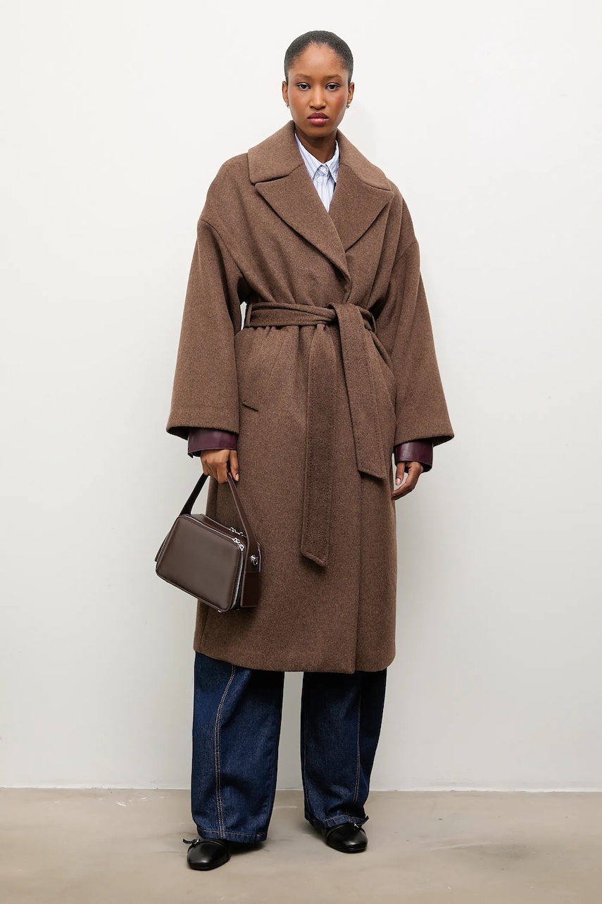 Шерстяное пальто Answear.LAB цвет коричневый переходной oversize Шерстяное пальто Answear.LAB цвет коричневый переходной oversize