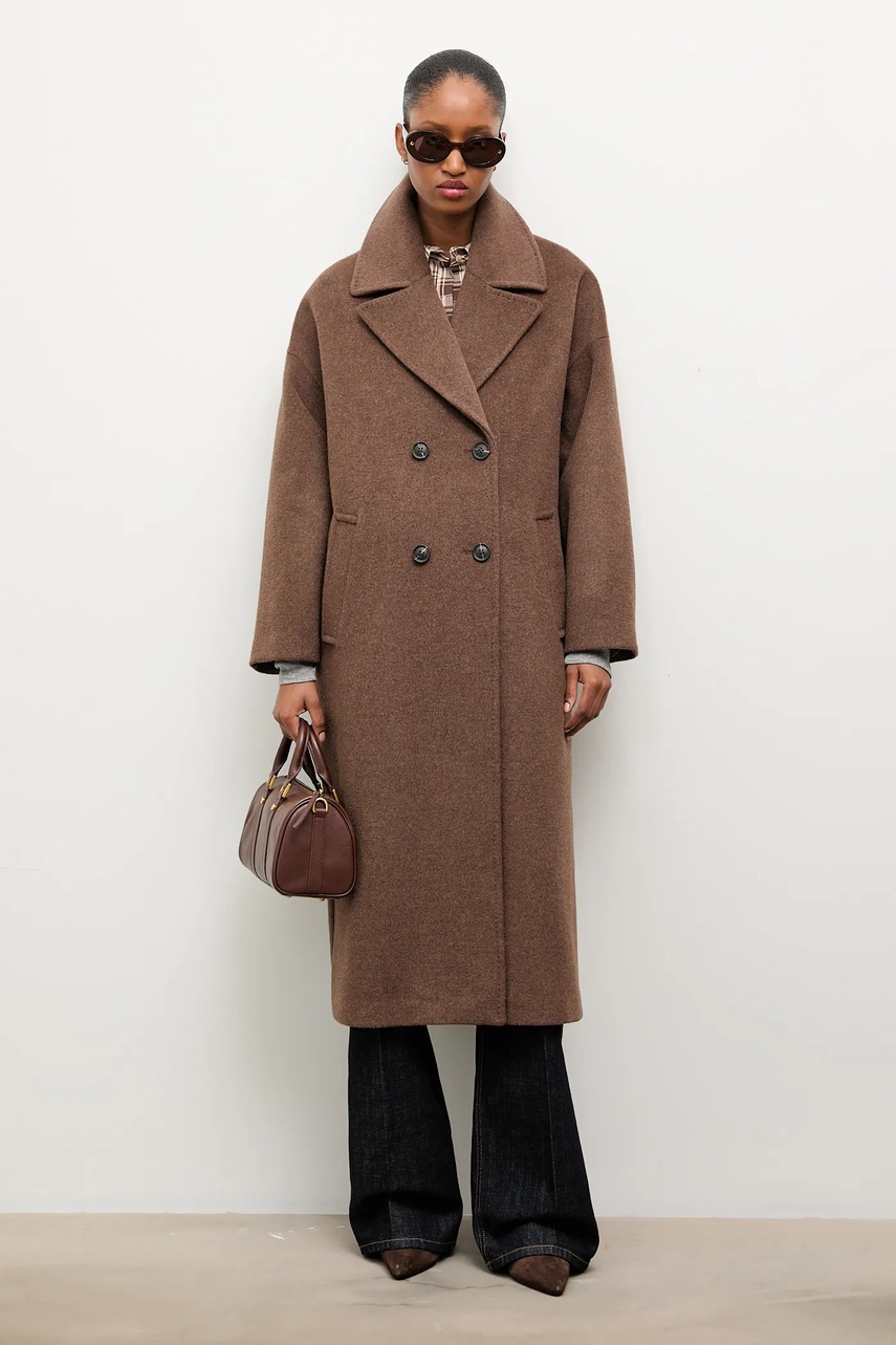 Шерстяное пальто Answear.LAB цвет коричневый переходной oversize