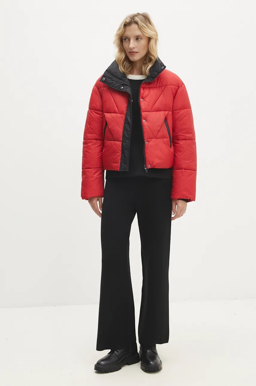 Answear Lab geaca femei, culoarea rosu, de iarna, oversize