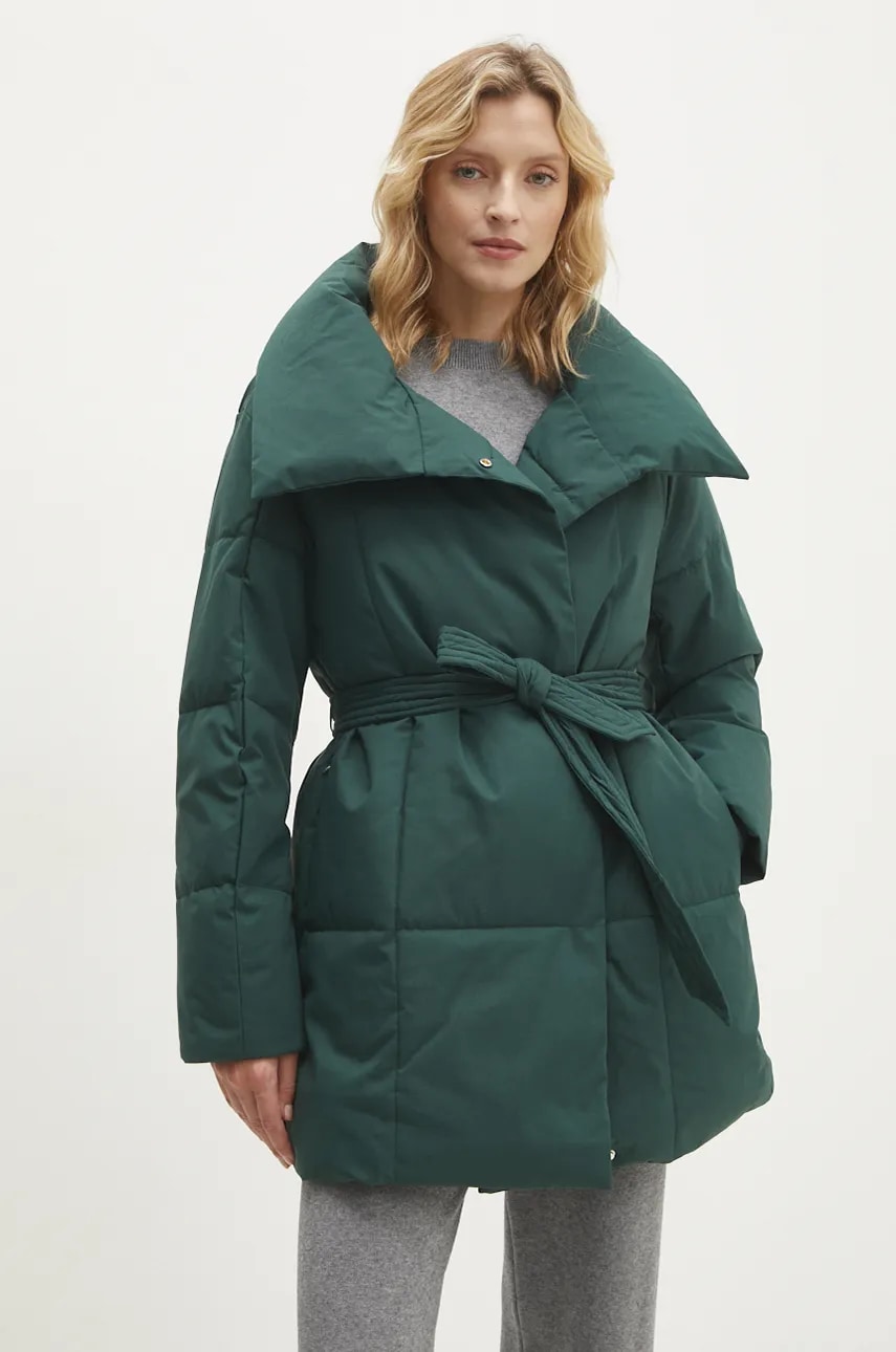 Answear Lab geaca femei, culoarea verde, de iarna, oversize