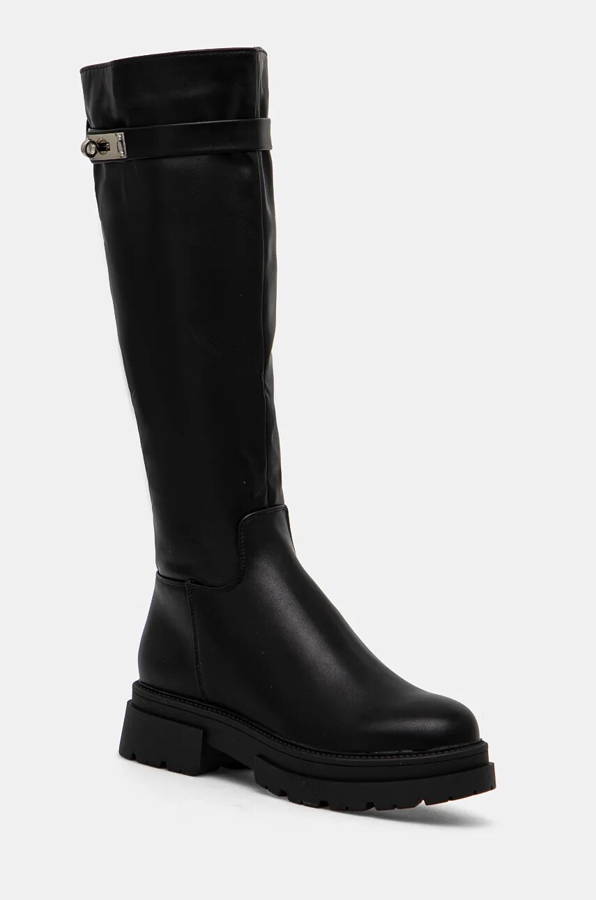 Answear Lab cizme femei, culoarea negru, cu toc plat