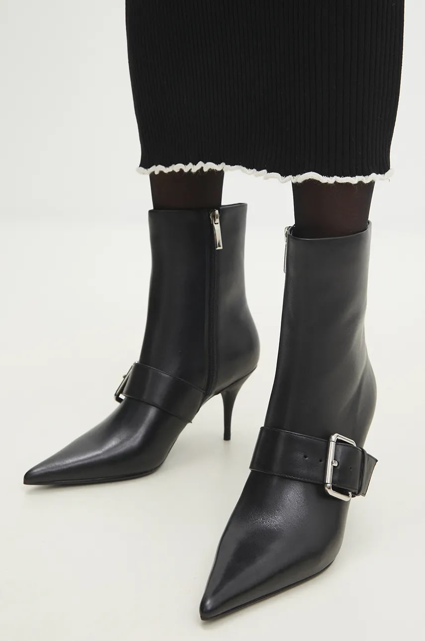 Answear Lab cizme de piele femei, culoarea negru, cu toc cui