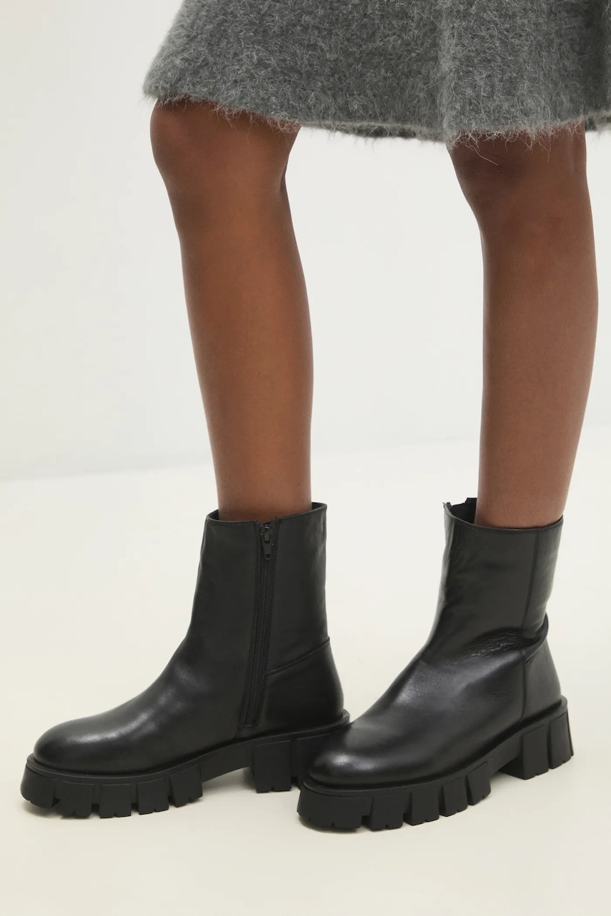 Answear Lab cizme de piele femei, culoarea negru, cu platforma