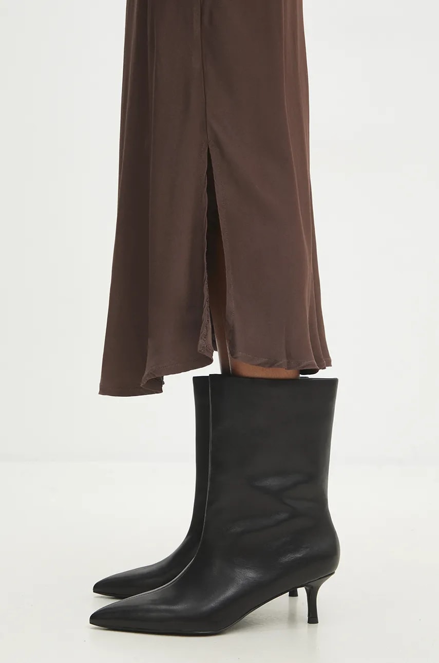 Answear Lab cizme de piele femei, culoarea negru, cu toc cui, izolare usoara Answear Lab cizme de piele femei, culoarea negru, cu toc cui, izolare usoara
