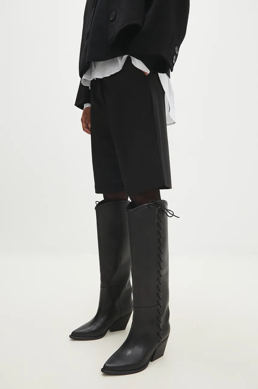 Answear Lab ghete de piele femei, culoarea negru, cu toc drept Answear Lab ghete de piele femei, culoarea negru, cu toc drept