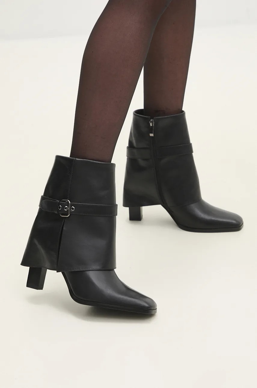 Answear Lab cizme de piele femei, culoarea negru, cu toc drept