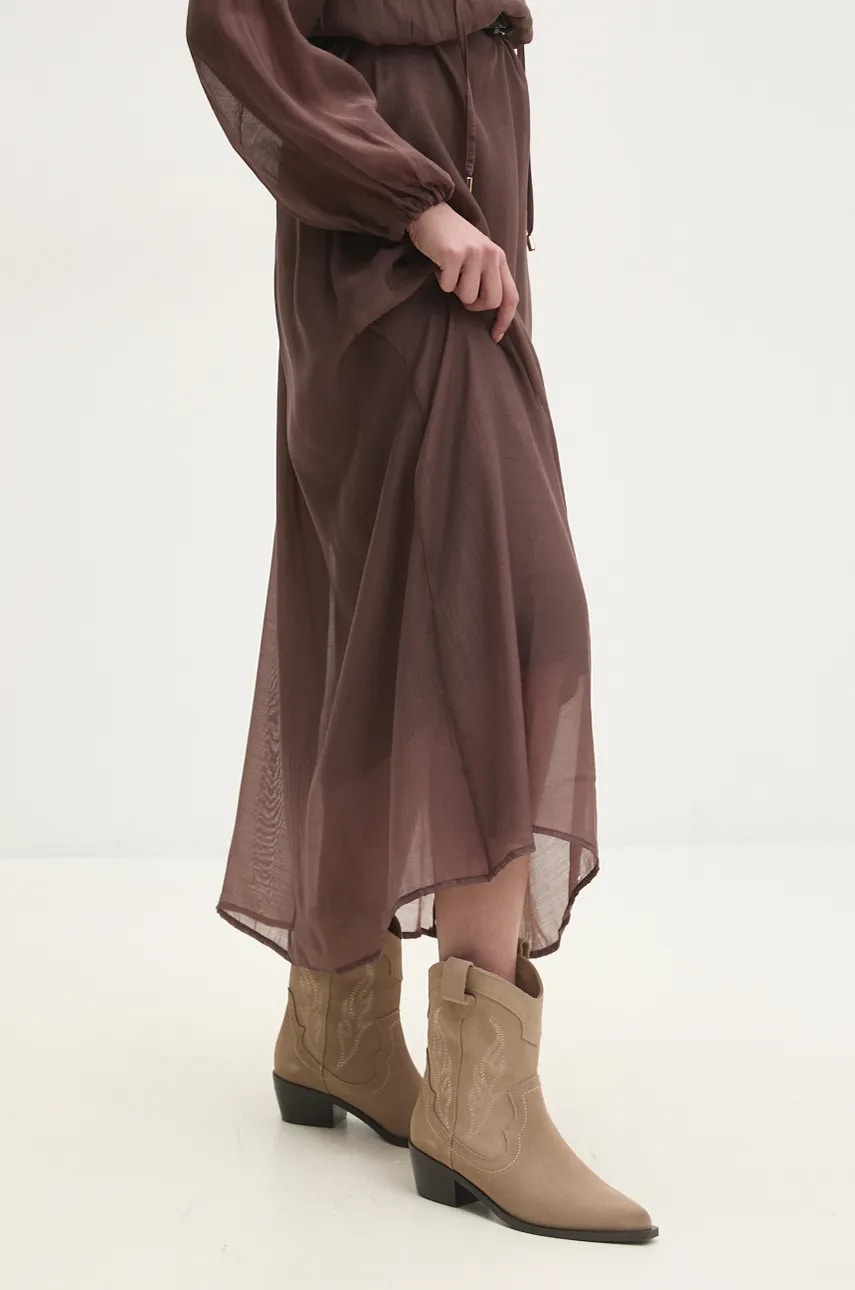 Answear Lab cizme de cowboy din piele intoarsa femei, culoarea bej, cu toc drept Answear Lab cizme de cowboy din piele intoarsa femei, culoarea bej, cu toc drept
