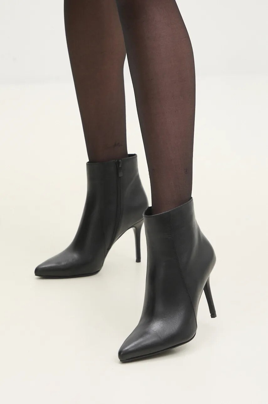 Answear Lab cizme de piele femei, culoarea negru, cu toc cui