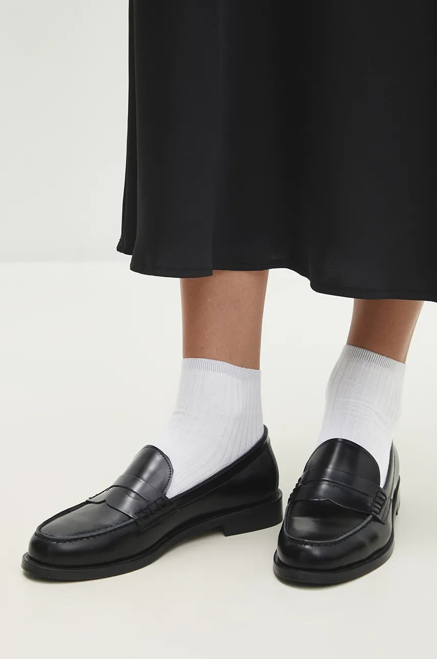 Answear Lab mocasini de piele femei, culoarea negru, cu toc plat Answear Lab mocasini de piele femei, culoarea negru, cu toc plat