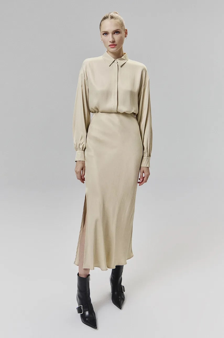 Answear Lab fustă culoarea bej, maxi, drept