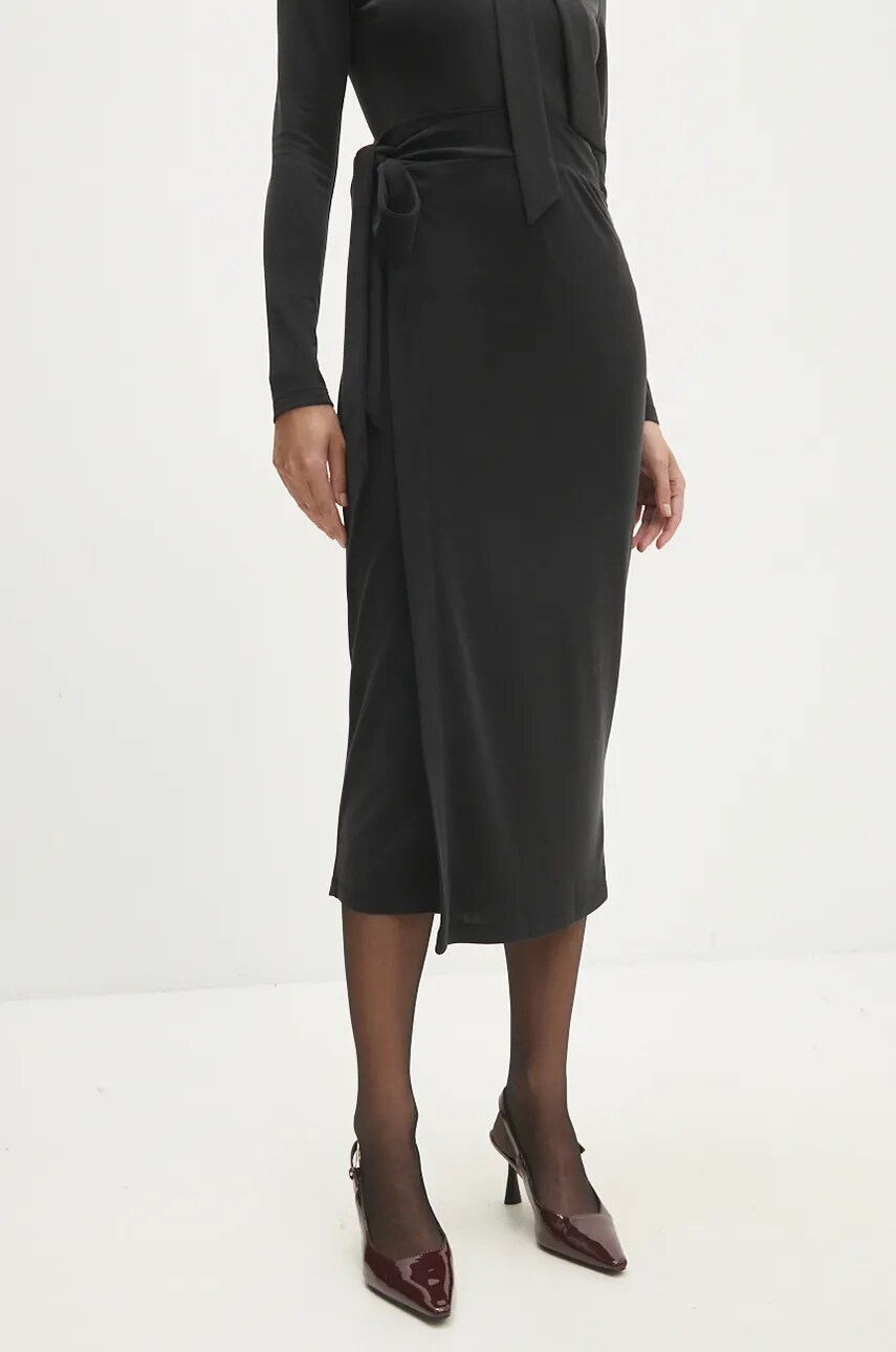 Answear Lab fusta culoarea negru, midi, drept