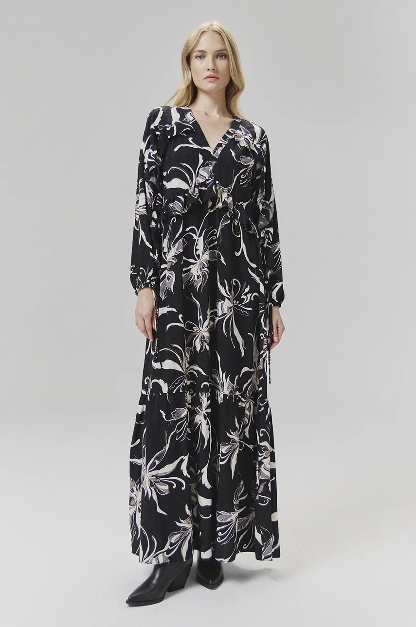 Answear Lab rochie culoarea negru, maxi, evazată