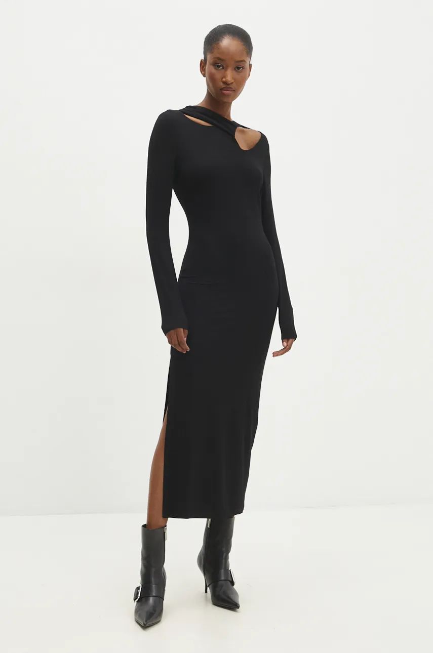 Answear Lab rochie culoarea negru, midi, mulata