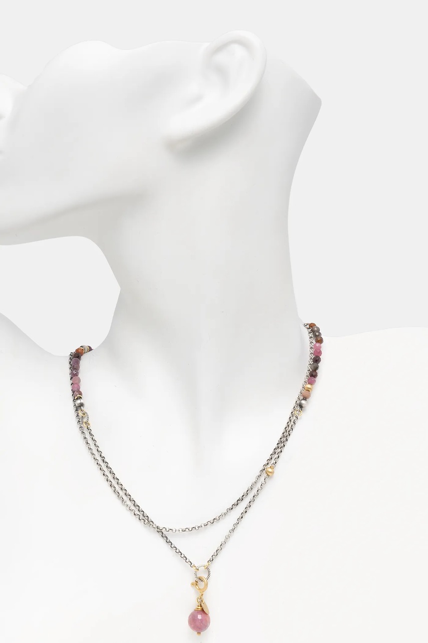 Бусы с рубином и турмалином, ручной работы, из серебра, покрытого золотом Answear.LAB