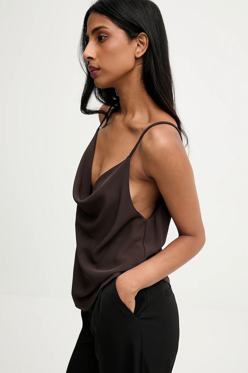 Answear.LAB bluza culoarea maro, neted
