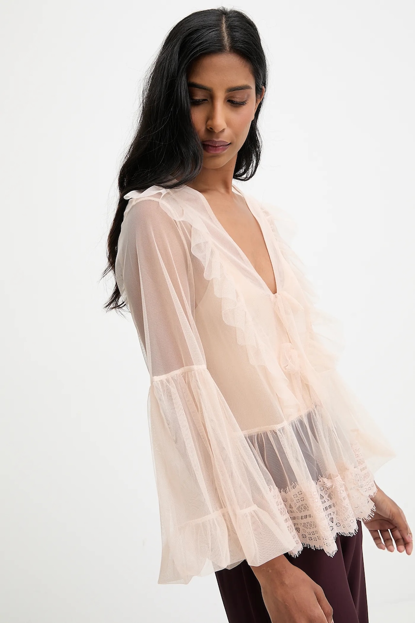 Answear.LAB bluza culoarea bej, neted