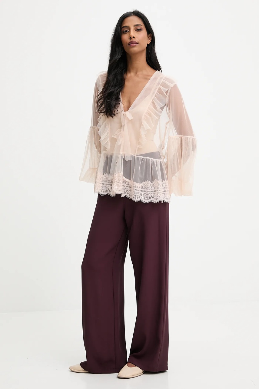 Блузка Answear.LAB цвет бежевый однотонная