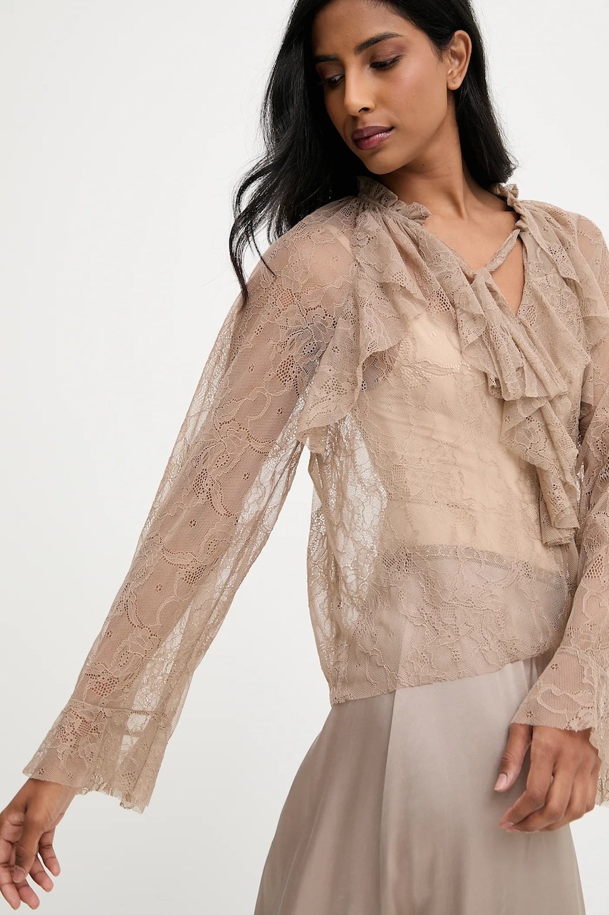 Answear.LAB bluza culoarea maro, neted