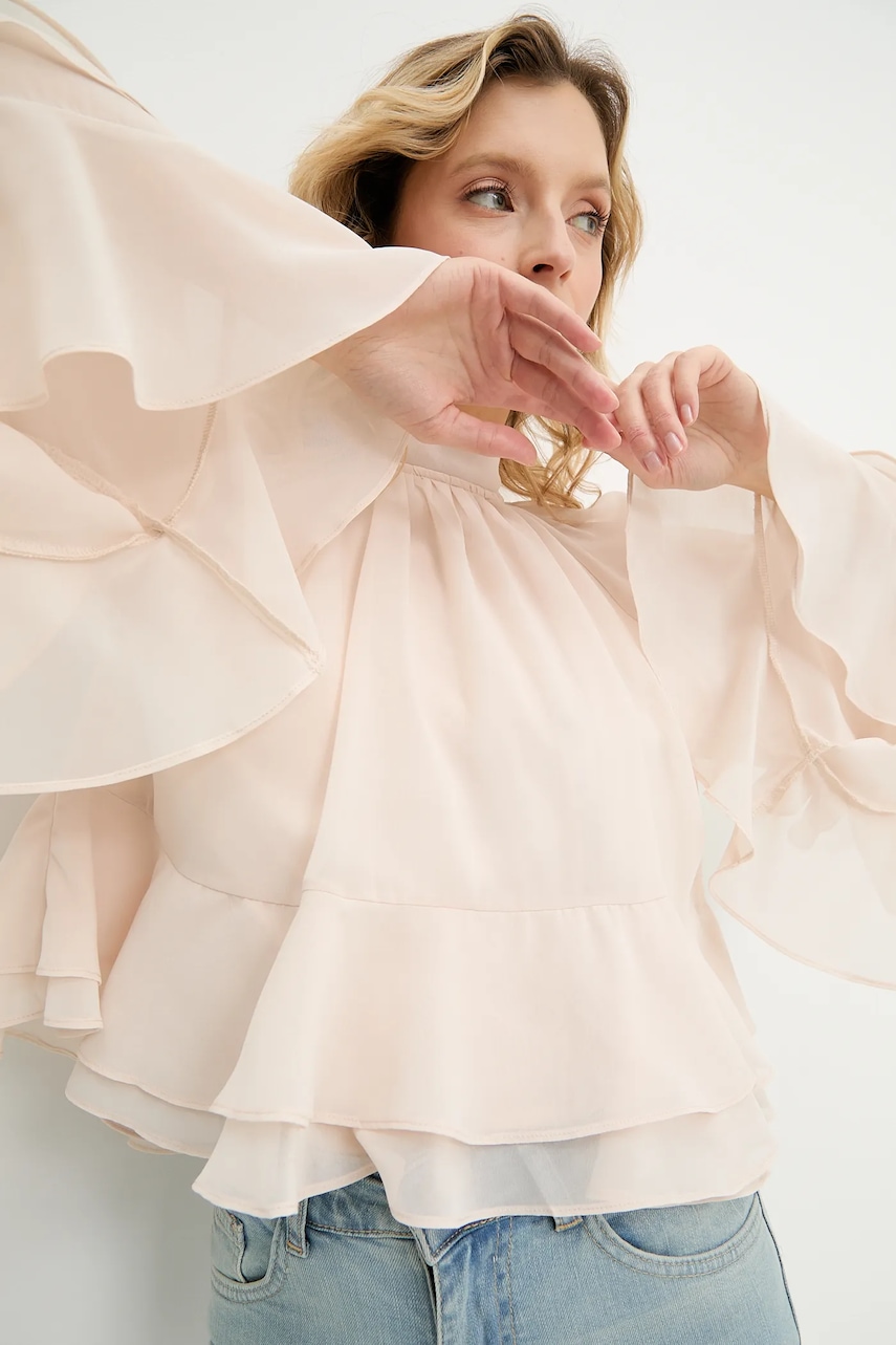 Answear Lab bluza culoarea bej, neted