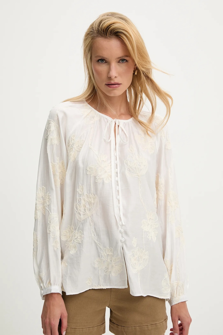 Answear Lab bluza culoarea alb, cu imprimeu