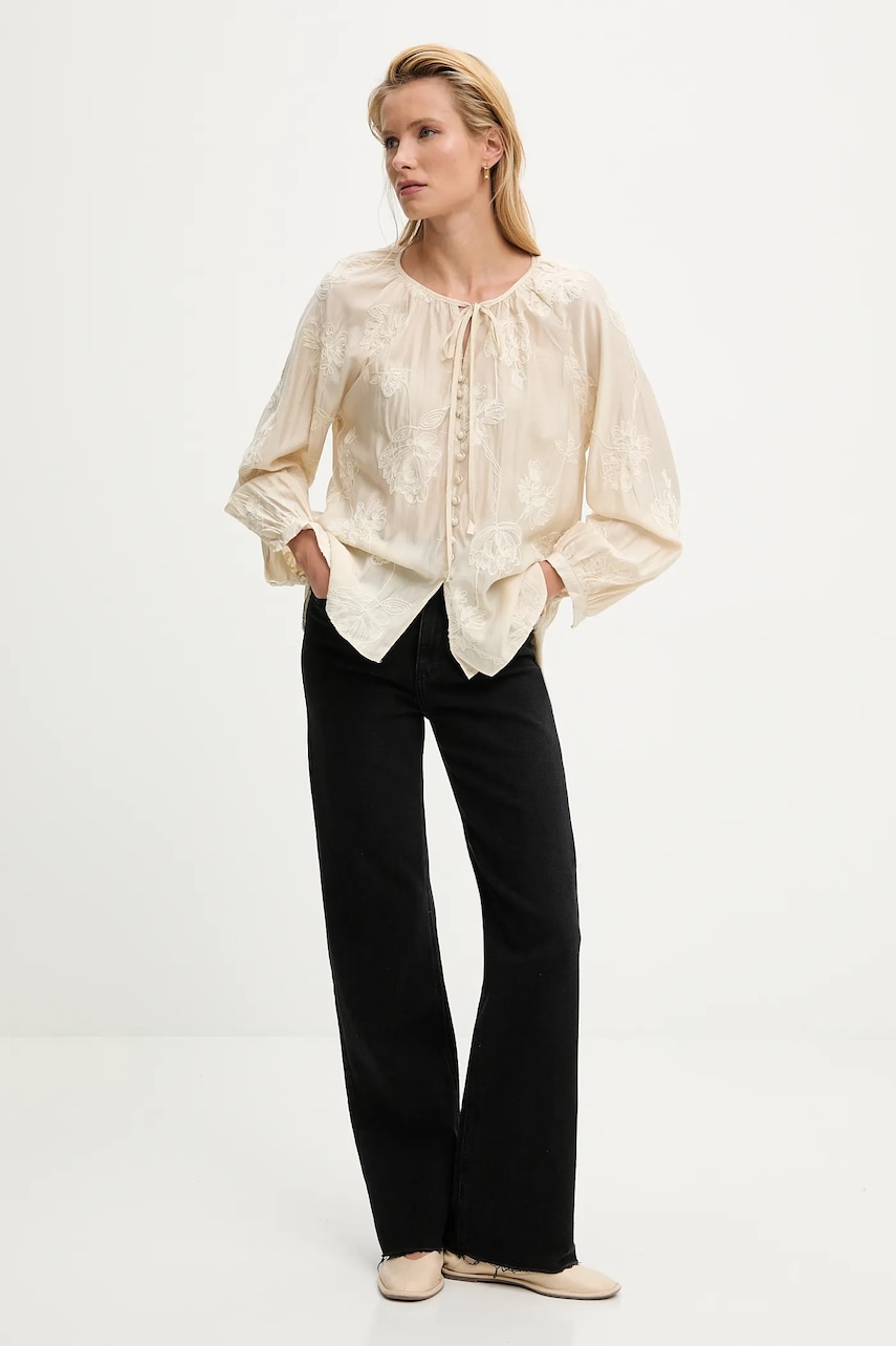 Блузка Answear.LAB цвет бежевый с аппликацией Блузка Answear.LAB цвет бежевый с аппликацией